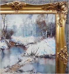 Tajemnicza Leśna Rzeka w zimowym krajobrazie - H. Fischer  62. (Technika Szpachlowa)