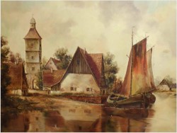 POLECAMY! PERFEKCYJNY KRAJOBRAZ, MARINA - MALARSTWO NIEMIECKIE, MESSNER XXw.