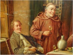 MALARSTWO RODZAJOWE! GEMÜTLICHE RUNDE - (Claüs BERNER XIX/XXw.) München