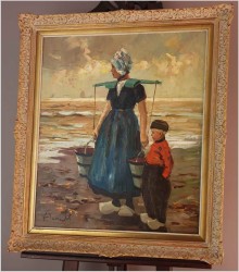 Technika szpachlowa! W oczekiwaniu nad brzegiem morza - Harry Haerendel (1896 - 1991)