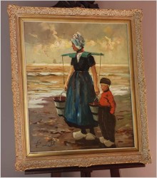 Technika szpachlowa! W oczekiwaniu nad brzegiem morza - Harry Haerendel (1896 - 1991)