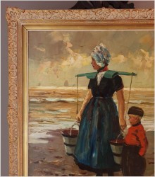 Technika szpachlowa! W oczekiwaniu nad brzegiem morza - Harry Haerendel (1896 - 1991)