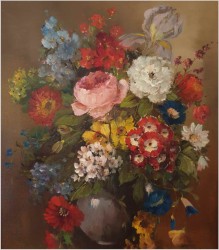 Pałacowe malarstwo! Kwiaty w wazonie - Medina Louisa *1911