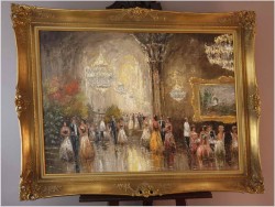 Pozycja Godna Uwagi !!! Scena Rodzajowa w Sali Balowej - Oryg. Christian Stemmeler *1928 (Rozmiar XXL!)