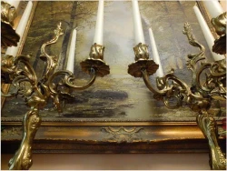 POLECAMY! STARY MOSIĘŻNY KOMPLET SECESYJNYCH ŚWIECZNIKÓW 2SZT