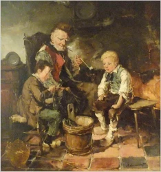 UWAGA, WYPRZEDAŻ KOLEKCJI! DZIADEK Z DZIEĆMI - DICKMEIS GERHARD (1918 – 1978)