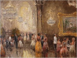 Pozycja Godna Uwagi !!! Scena Rodzajowa w Sali Balowej - Oryg. Christian Stemmeler *1928 (Rozmiar XXL!)