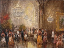Pozycja Godna Uwagi !!! Scena Rodzajowa w Sali Balowej - Oryg. Christian Stemmeler *1928 (Rozmiar XXL!)