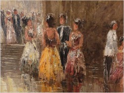Pozycja Godna Uwagi !!! Scena Rodzajowa w Sali Balowej - Oryg. Christian Stemmeler *1928 (Rozmiar XXL!)