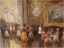 Pozycja Godna Uwagi !!! Scena Rodzajowa w Sali Balowej - Oryg. Christian Stemmeler *1928 (Rozmiar XXL!)