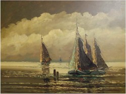 UNIKATOWY ROZMIAR! ŁODZIE NA MORZU - JEAN COUNE (1900-1963)