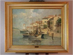 Śródziemnomorskie miasteczko z łodziami - Wilhelm Thelen (1917-1985)