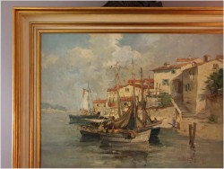 Śródziemnomorskie miasteczko z łodziami - Wilhelm Thelen (1917-1985)