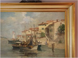 Śródziemnomorskie miasteczko z łodziami - Wilhelm Thelen (1917-1985)