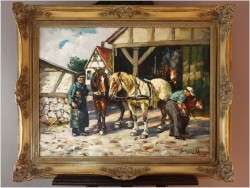 Rarytas! U kowala, malarstwo rodzajowe - Harry Haerendel (1896 - 1991)