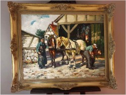 Rarytas! U kowala, malarstwo rodzajowe - Harry Haerendel (1896 - 1991)