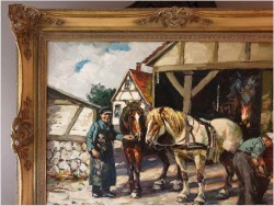 Rarytas! U kowala, malarstwo rodzajowe - Harry Haerendel (1896 - 1991)