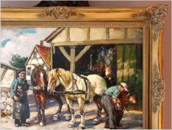 Rarytas! U kowala, malarstwo rodzajowe - Harry Haerendel (1896 - 1991)