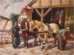 Rarytas! U kowala, malarstwo rodzajowe - Harry Haerendel (1896 - 1991)