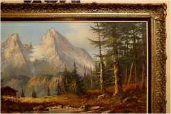 MALARSTWO NIEMIECKIE! PANORAMICZNY KRAJOBRAZ ALPEJSKI 118cm x 68cm