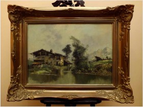 PIĘKNY MONACHIJCZYK !  KRAJOBRAZ ALPEJSKI - G. SOLLER, MUNCHEN XXw.