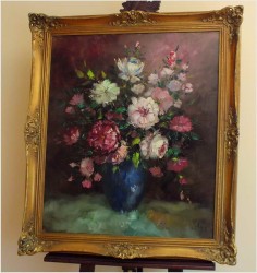 RARYTAS! KWIATY W NIEBIESKIM  WAZONIE ~ Prof.Adjez BAHMAN (1941)