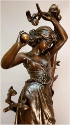 STARA FIGURA Z PRAWDZIWEGO BRĄZU 28KG - HIPPOLYTE MOREAU (1832-1927) ORYGINAŁ XIXw!