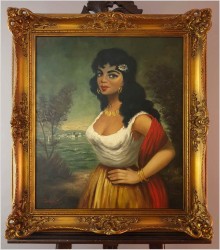 Proponujemy malarstwo olejne, Portret Hiszpanki - Sygn. Debois XXw.