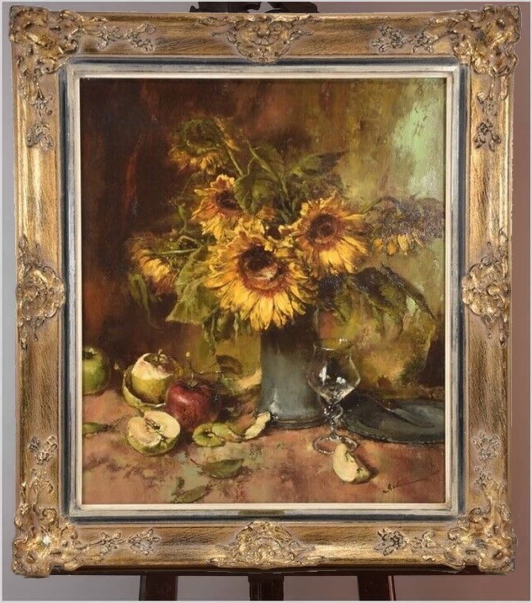 Unikat! Martwa natura, słoneczniki - Dickmeis Gerhard (1918 - 1978) 