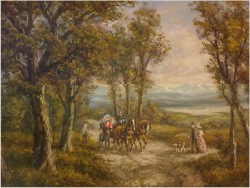 Piękny impresjonizm! Przejażdżka dorożką w parku - Wladimir Grechow (*1917 In Moscow)