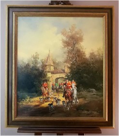 MALARZ ROKOKO! WYJAZD Z ZAMKU NA POLOWANIE - Herbert ISENBERG *1930