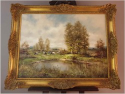 Dużych rozmiarów pejzaż z krowami - Fritz Mühlen (German, 1906-1981)