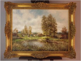 Dużych rozmiarów pejzaż z krowami - Fritz Mühlen (German, 1906-1981)