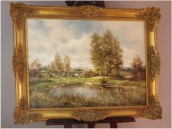 Dużych rozmiarów pejzaż z krowami - Fritz Mühlen (German, 1906-1981)