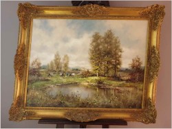 Dużych rozmiarów pejzaż z krowami - Fritz Mühlen (German, 1906-1981)