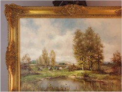 Dużych rozmiarów pejzaż z krowami - Fritz Mühlen (German, 1906-1981)