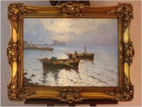 Marynistyka! W zatoce Neapolitańskiej (Golfo di Napoli) - Luigi Conca (Italian, 20th Century) 