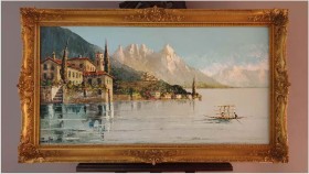 Malarstwo Szpachlowe!!! Lago Maggiore Ascona - Constantino Proietto (1910-1979)