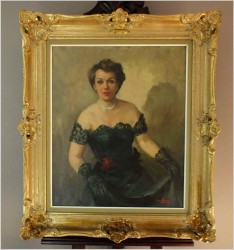 POLECAMY PIĘKNY PAŁACOWY PORTRET OLEJNY DAMY - FRANCJA *1930