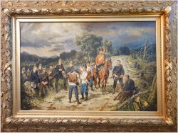 Pałacowy Obraz olejny! Scena batalistyczna! Odpoczynek - Lucien Rousselot (1900-1992)