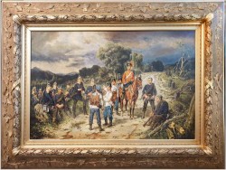 Pałacowy Obraz olejny! Scena batalistyczna! Odpoczynek - Lucien Rousselot (1900-1992)