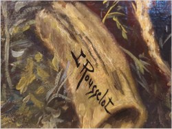 Pałacowy Obraz olejny! Scena batalistyczna! Odpoczynek - Lucien Rousselot (1900-1992)