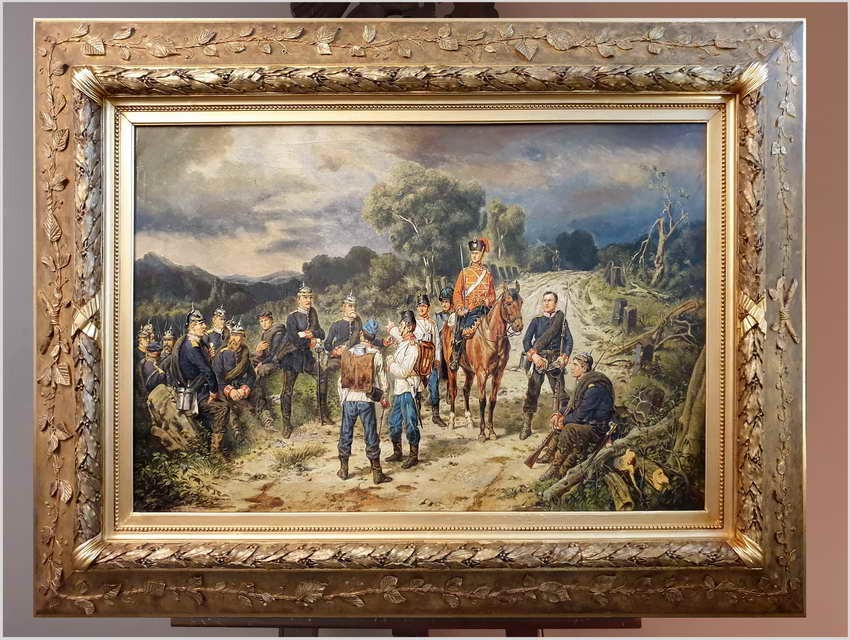 Pałacowy Obraz olejny! Scena batalistyczna! Odpoczynek - Lucien Rousselot (1900-1992)