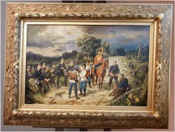 Pałacowy Obraz olejny! Scena batalistyczna! Odpoczynek - Lucien Rousselot (1900-1992)