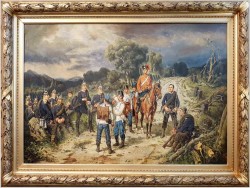 Pałacowy Obraz olejny! Scena batalistyczna! Odpoczynek - Lucien Rousselot (1900-1992)