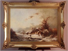 Duży zimowy wiejski krajobraz - Schultheis G. (1945-1996)