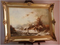 Duży zimowy wiejski krajobraz - Schultheis G. (1945-1996)