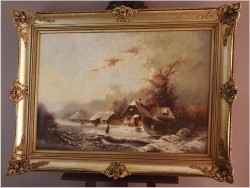 Duży zimowy wiejski krajobraz - Schultheis G. (1945-1996)