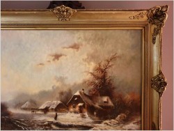 Duży zimowy wiejski krajobraz - Schultheis G. (1945-1996)