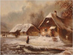 Duży zimowy wiejski krajobraz - Schultheis G. (1945-1996)